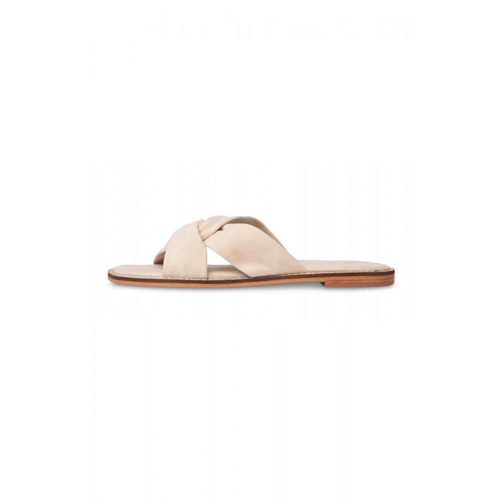 Beige suede slipper met gekruist bandje 