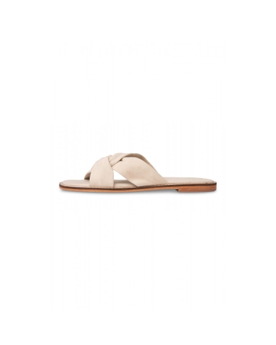 YAYA Beige suede slipper met gekruist bandje 