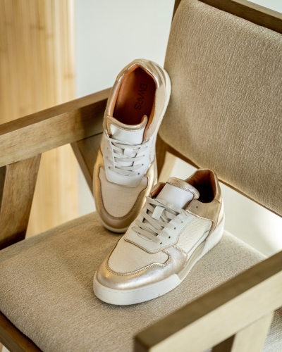 DWRS LABEL SNEAKER RUGBY BEIGE/GOUD