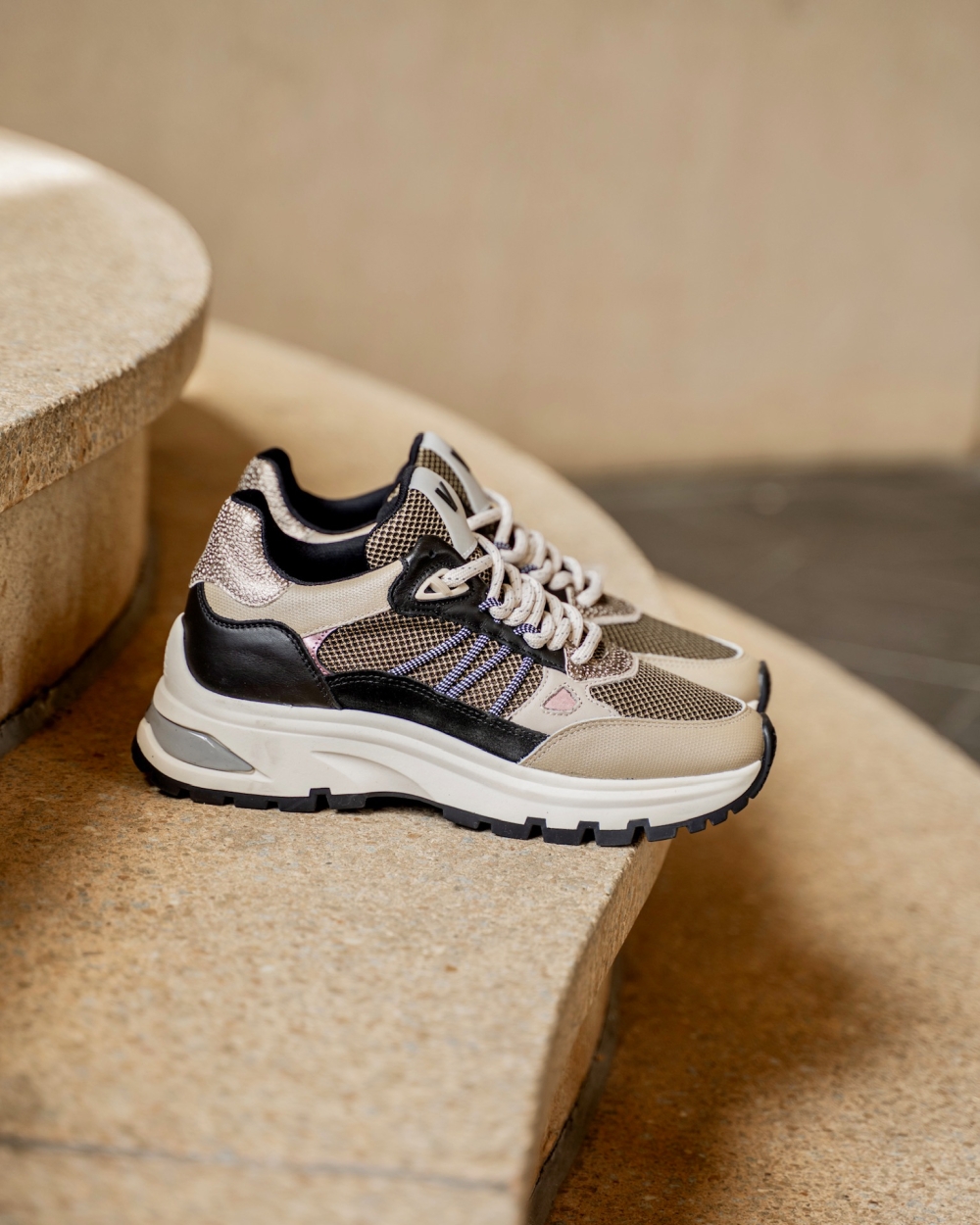 LIZ DAE SNEAKER COMBI CHOCOLATE BRUIN