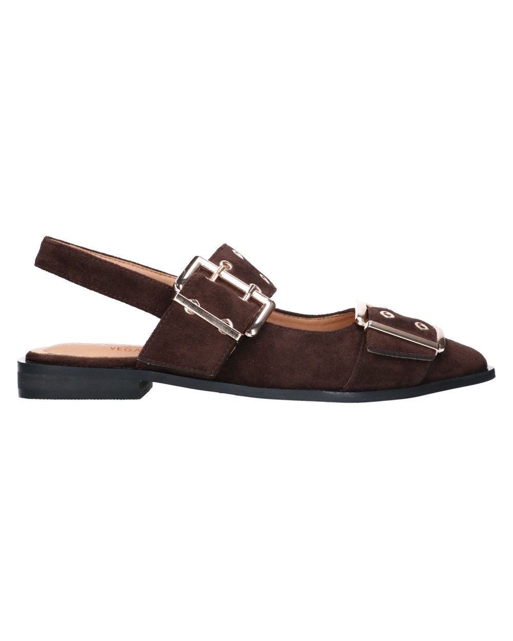 SLINGBACK SUEDE DONKER BRUIN