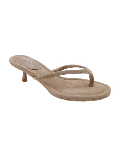 SUEDE SLIPPER MET HAK TAUPE