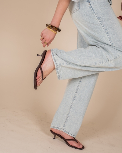 Gossip SUEDE SLIPPER MET HAK BRUIN