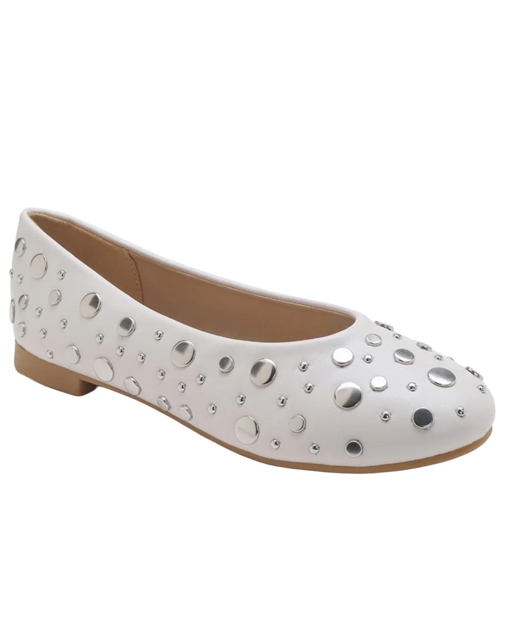BALLERINA MET STUDS BEIGE