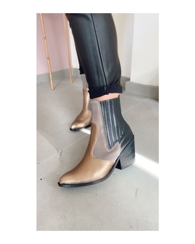 DWRS LABEL DWRS CANNES LAARZEN ZWART / GOUD / TAUPE