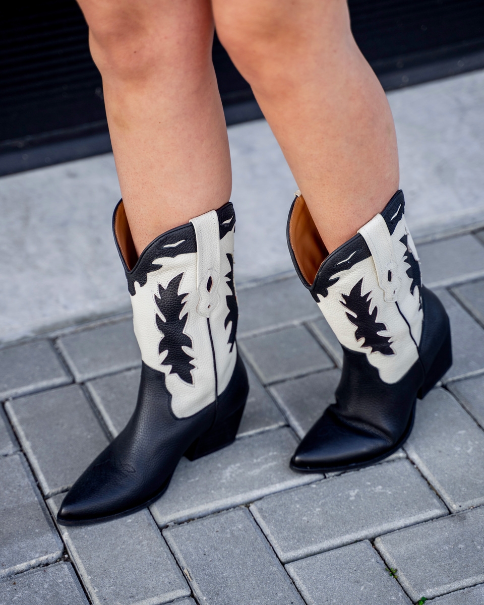 WESTERN BOOTS SWIRL ZWART / OFF-WHITE