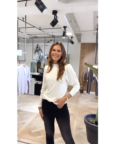 YAYA BLOUSE MET SCHOUDERVULLING WIT 