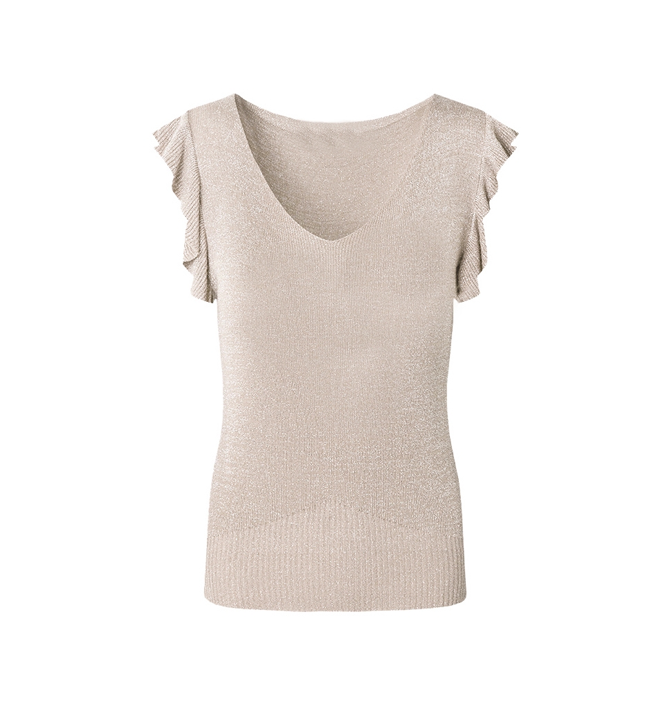 LUREX RUFFLE TOP ZILVER 