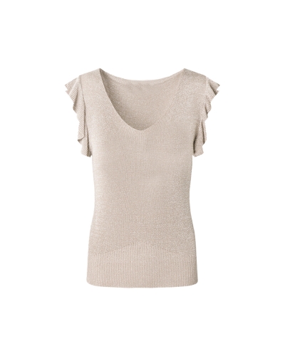 Gossip LUREX RUFFLE TOP ZILVER 