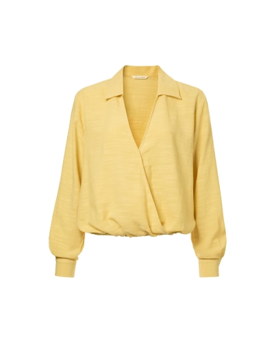 YAYA V-HALS BLOUSE MET ELASTISCHE ZOOM GEEL