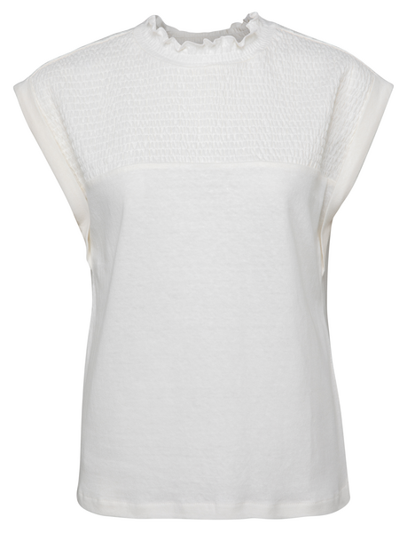 SMOCKED TOP OFF WHITE