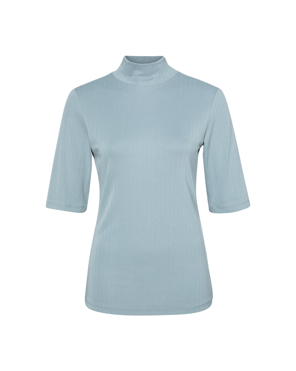 GERIBDE TOP MET HOGE HALS BLAUW
