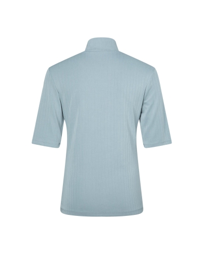 GERIBDE TOP MET HOGE HALS BLAUW