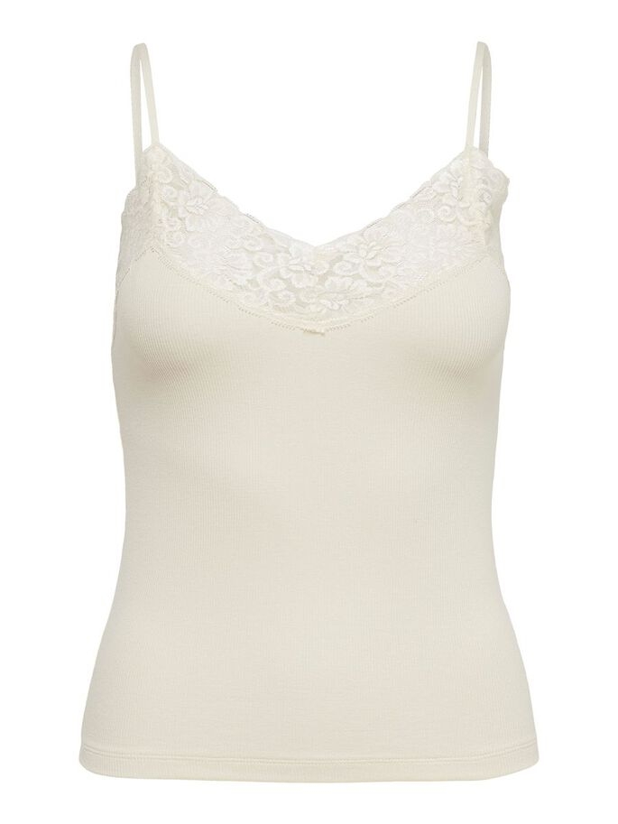 TILDE RIB LACE TOP BIRCH