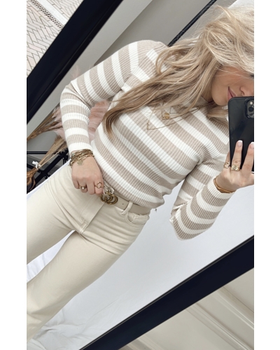 Gossip TOP CELINA BEIGE/WIT