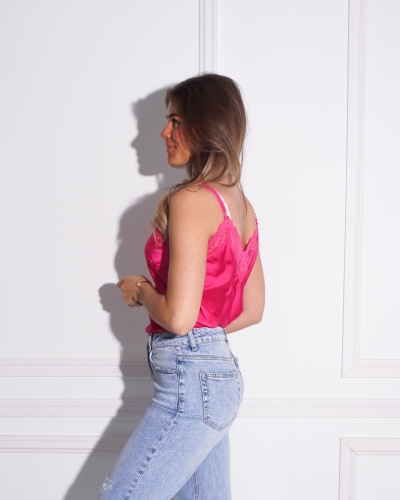 TOP MET KANT LOU FUCHSIA