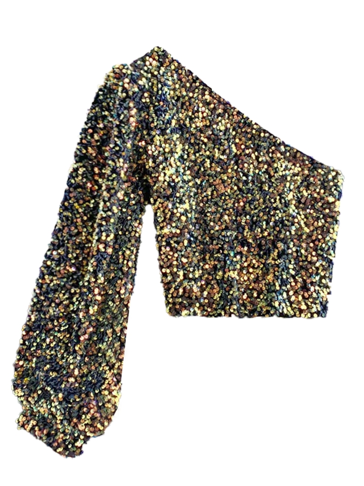 ONE SHOULDER TOP LUNA ZWART