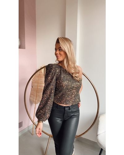 Gossip ONE SHOULDER TOP LUNA ZWART