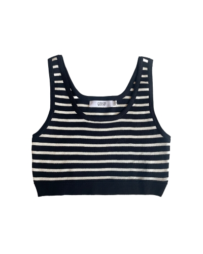 GESTREEPTE CROP TOP ZWART CREME