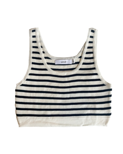 Gossip GESTREEPTE CROP TOP CREME ZWART
