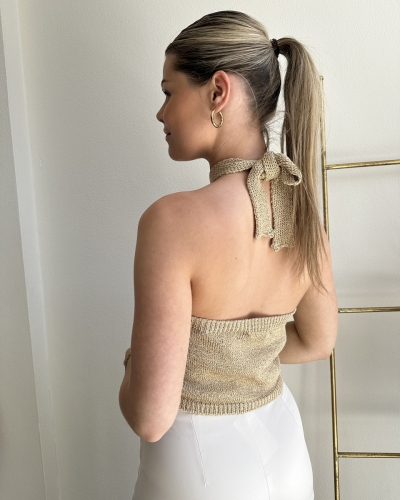 Gossip LUREX HALTER TOP GOUD 