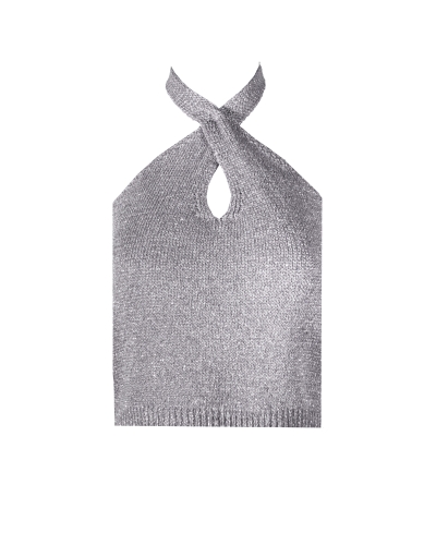 Gossip LUREX HALTER TOP ZILVER 