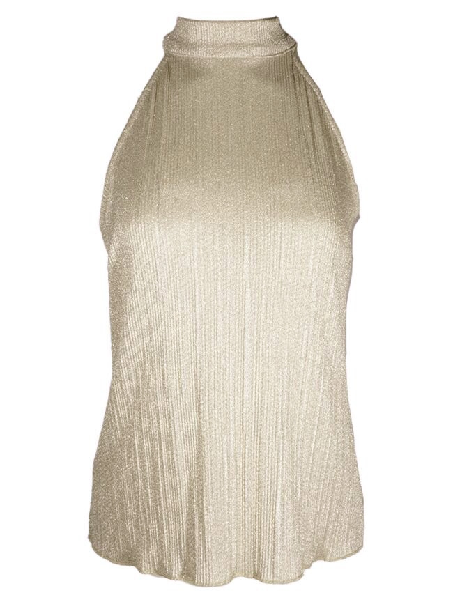 PLISSE LUREX TOP BEIGE
