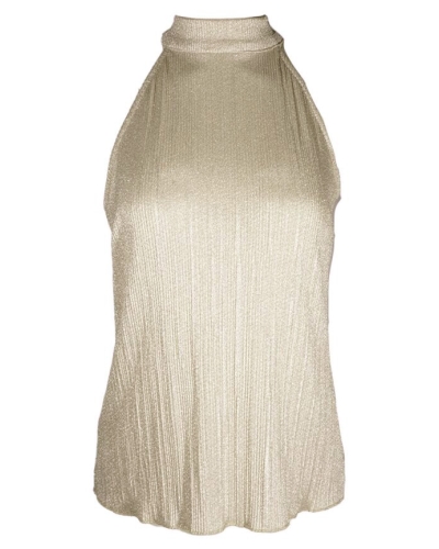 Gossip PLISSE LUREX TOP BEIGE