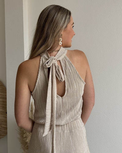 PLISSE LUREX TOP BEIGE