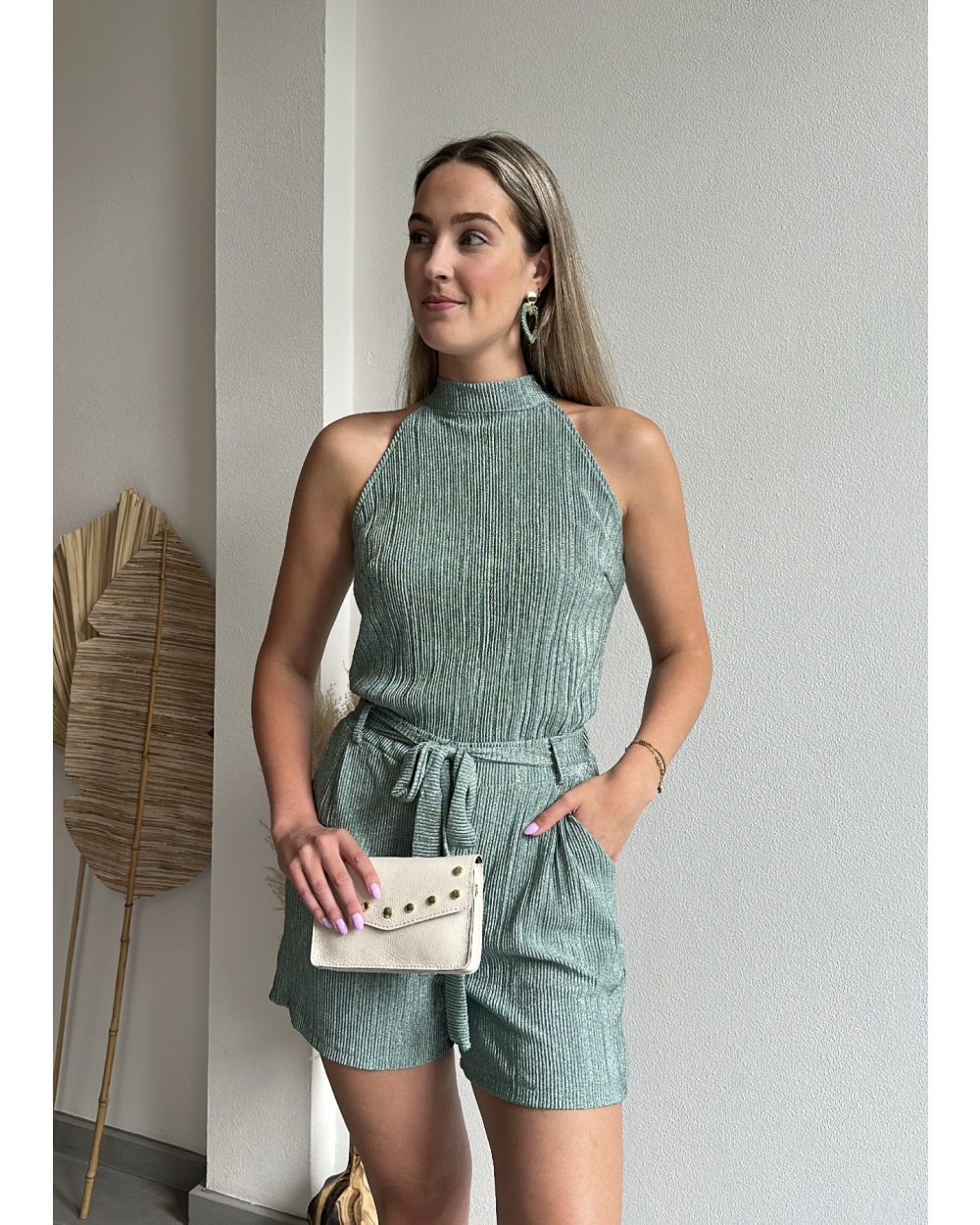 PLISSE LUREX TOP GROEN