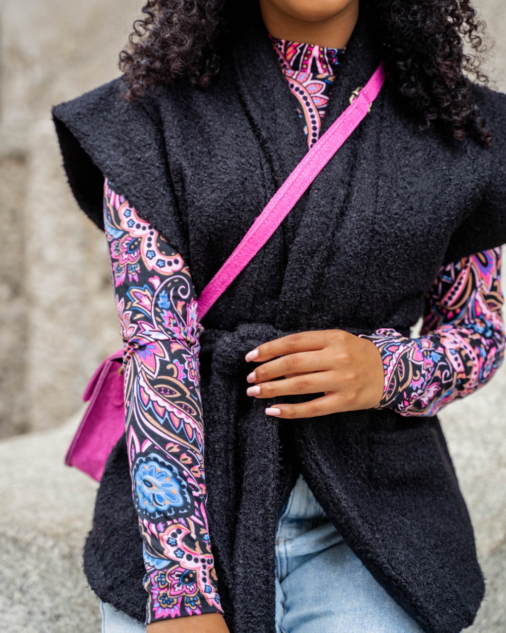 TOP DONNA ZWART PAISLEY