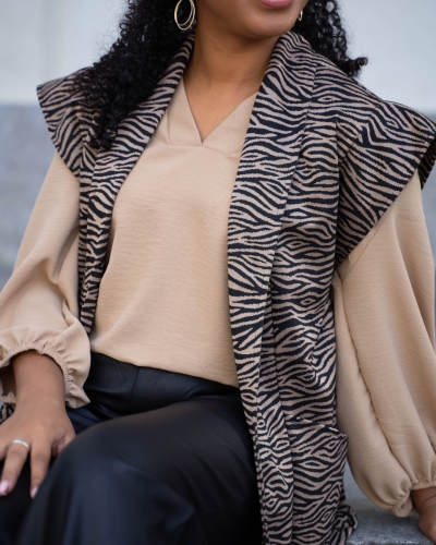 TOP MILA 3/4 MOUW CAMEL