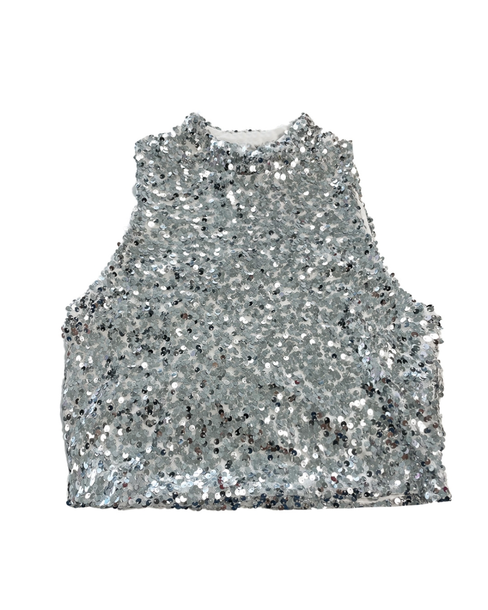 PAILLETTEN TOP FAY ZILVER