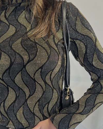 LUREX TOP GOLVEND ZWART/GOUD