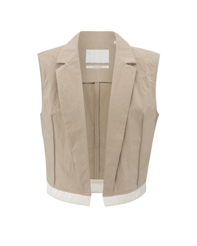 GILET VAN KATOEN MET DETAILS BEIGE
