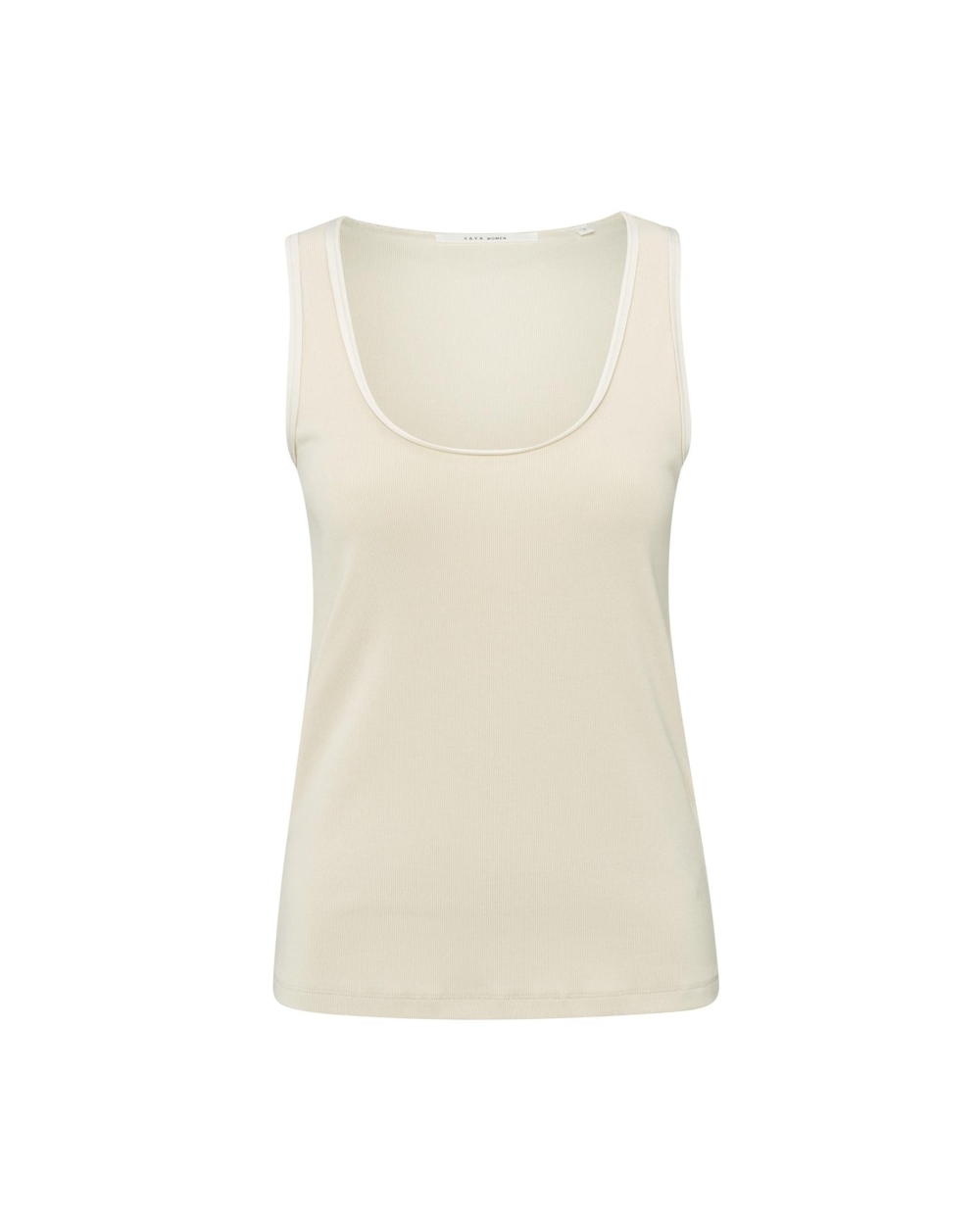 GERIBD SINGLET MET GLANZENDE RANDJES BEIGE