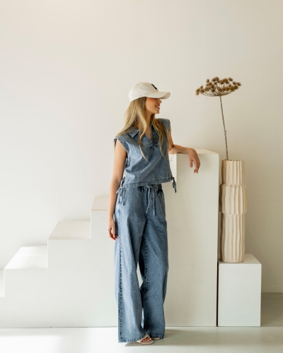My Jewellery DENIM TOP MET AANTREKKOORD