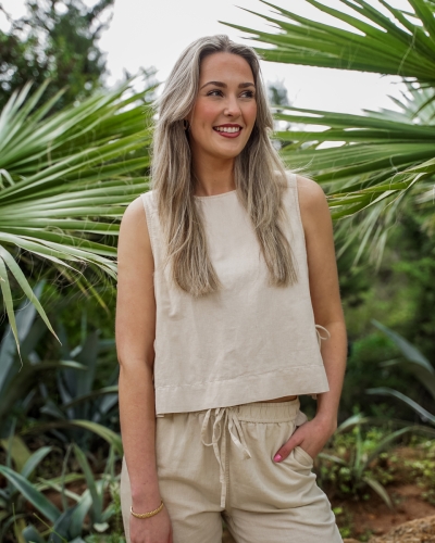 Neo Noir TOP SVETLANA LINEN BEIGE