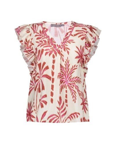 TOP MET PRINT ECRU/ROOD