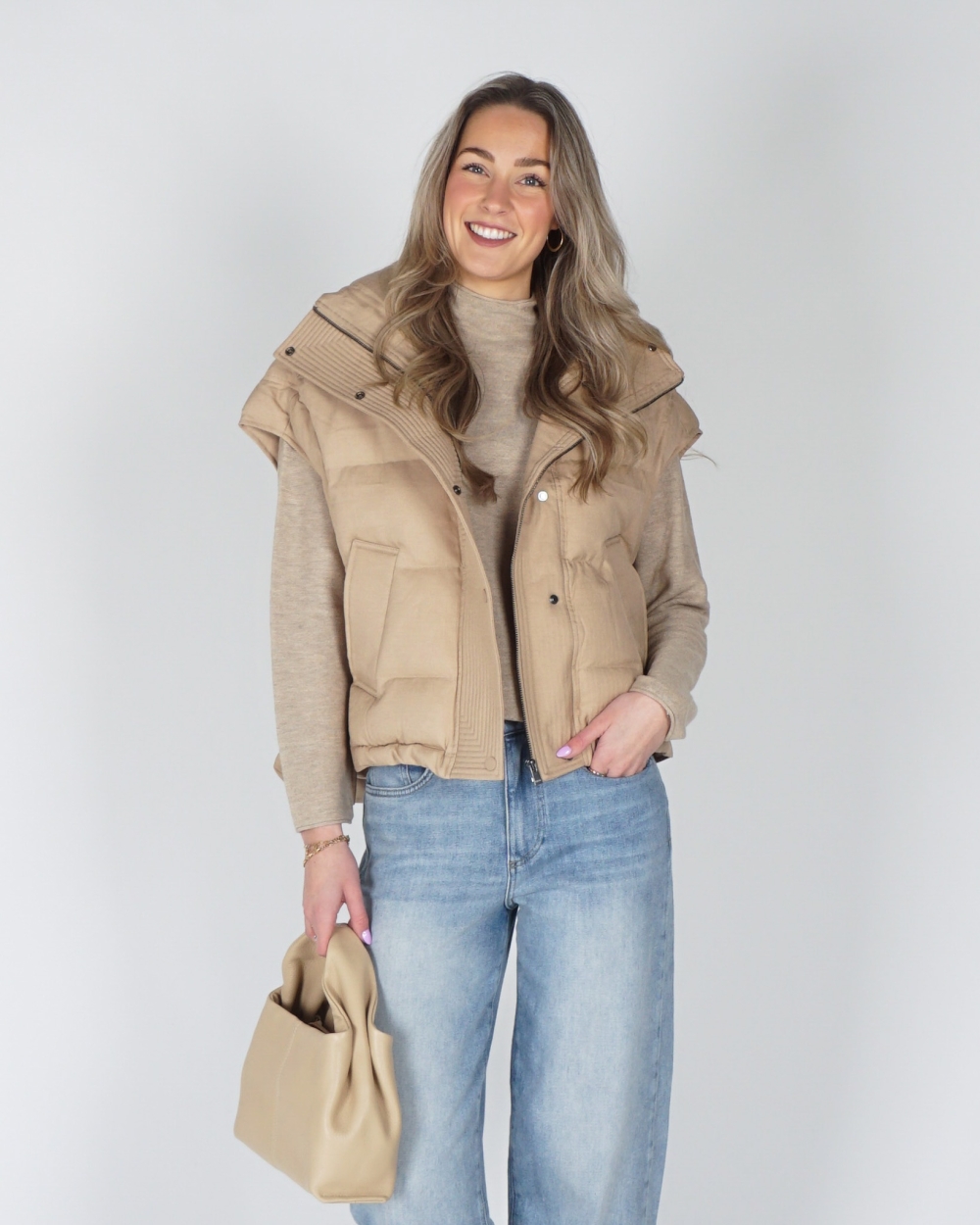 OVERSIZED BODYWARMER CAMEL