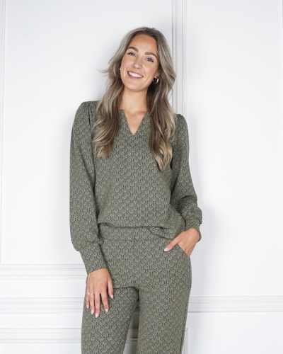 Geisha GEISHA BLOUSE MET PRINT GROEN