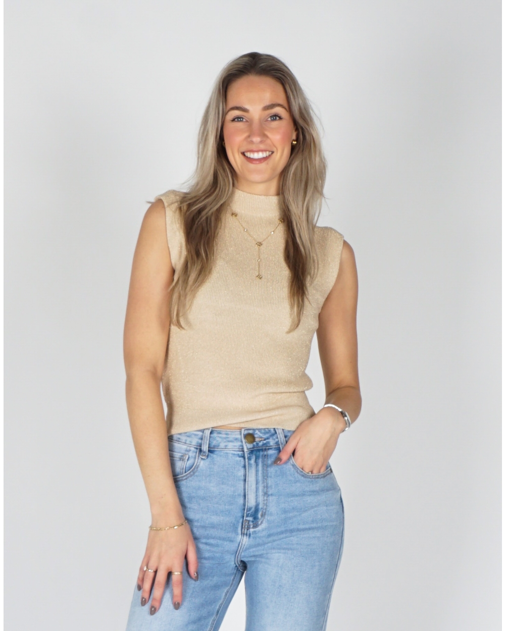 SPENCER TOP LUREX BEIGE