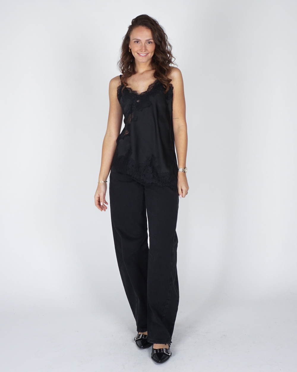 LACE TOP VOILE ZWART
