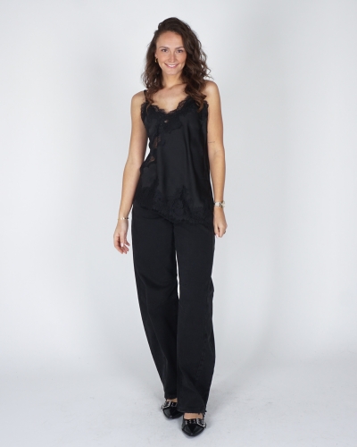 LACE TOP VOILE ZWART