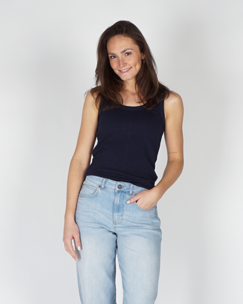 GERIBD SINGLET TOP DONKER BLAUW