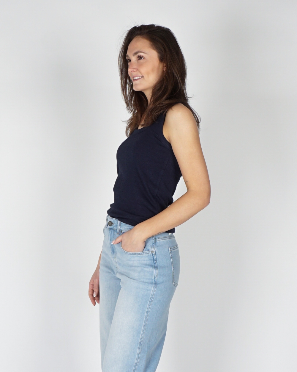 GERIBD SINGLET TOP DONKER BLAUW