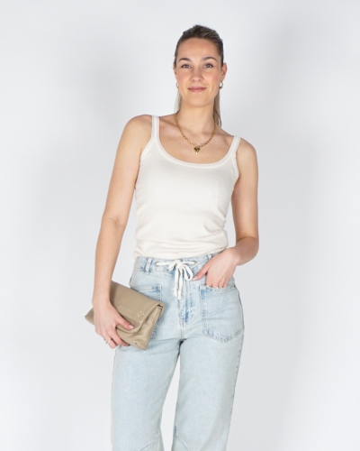 YAYA SINGLET MET MESH BEIGE