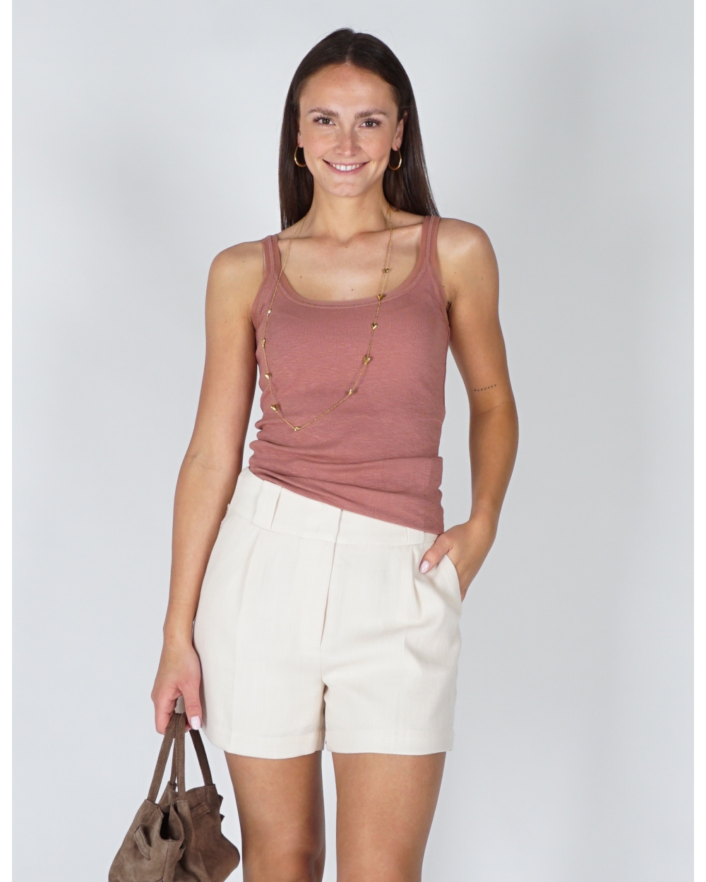 GERIBD SINGLET MET MESH DETAIL ROZE 