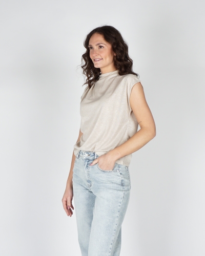 Geisha KORTE MOUWEN TOP LUREX BEIGE