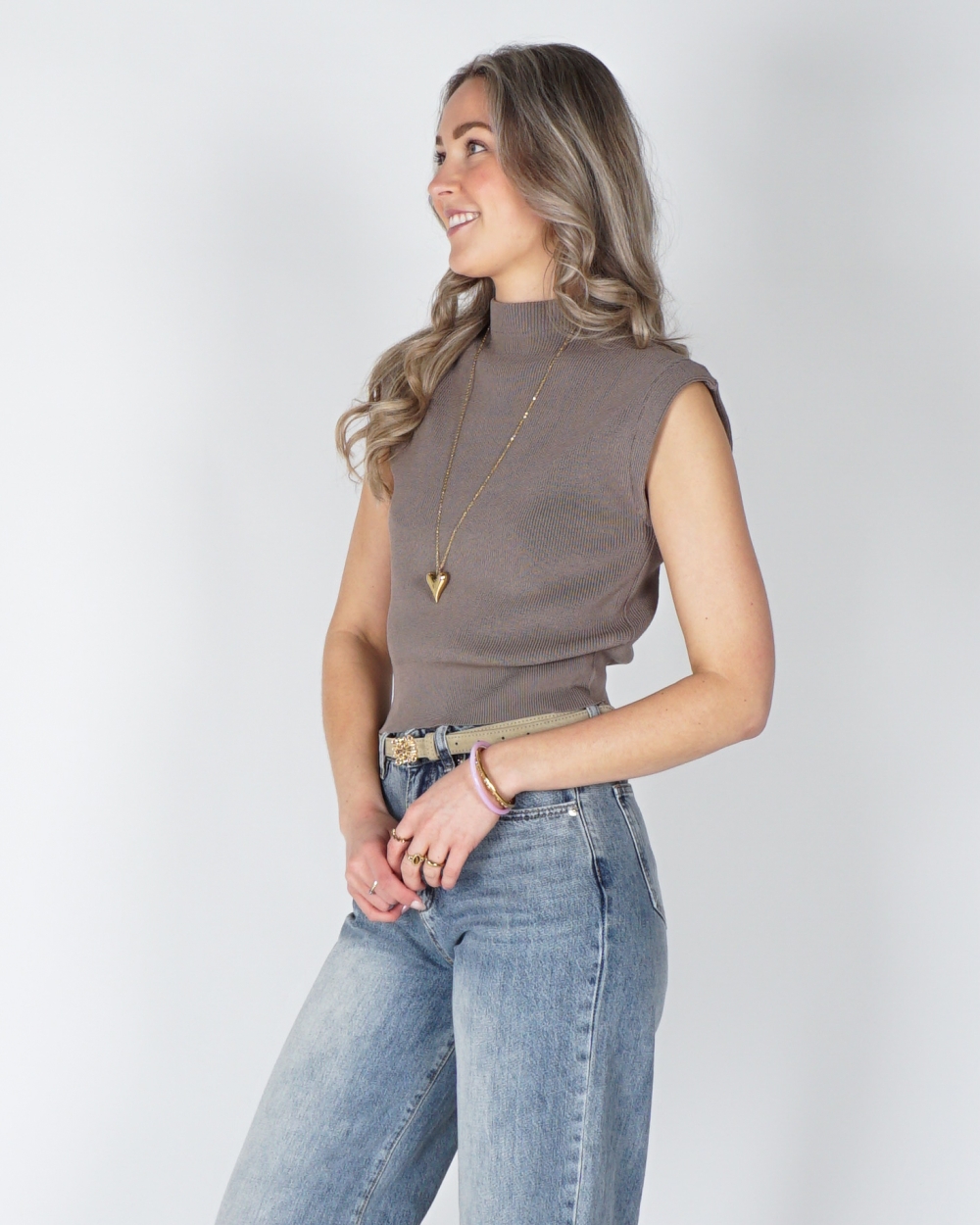 SPENCER TOP DONKER TAUPE